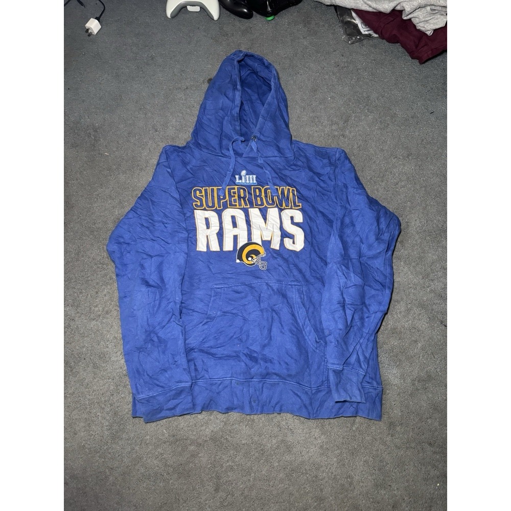 Fanatics Los Angeles Rams Hoodie Mens Large Blue Hoodie LIII Super Bowl NFL